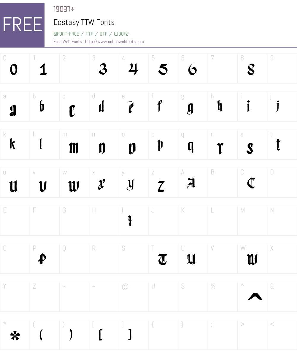 Ecstasy Font Screenshots