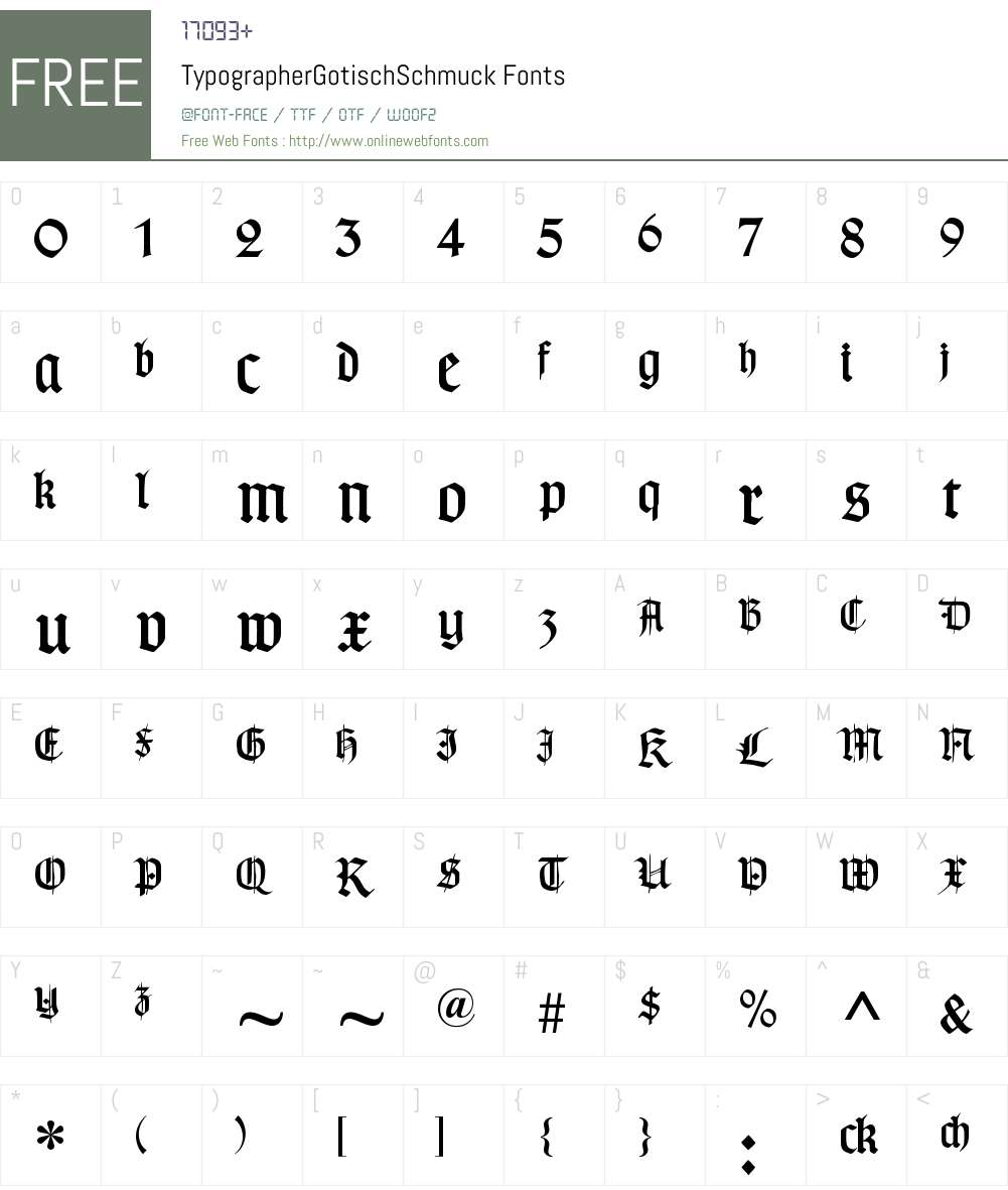 TypographerGotisch Schmuck Font Screenshots