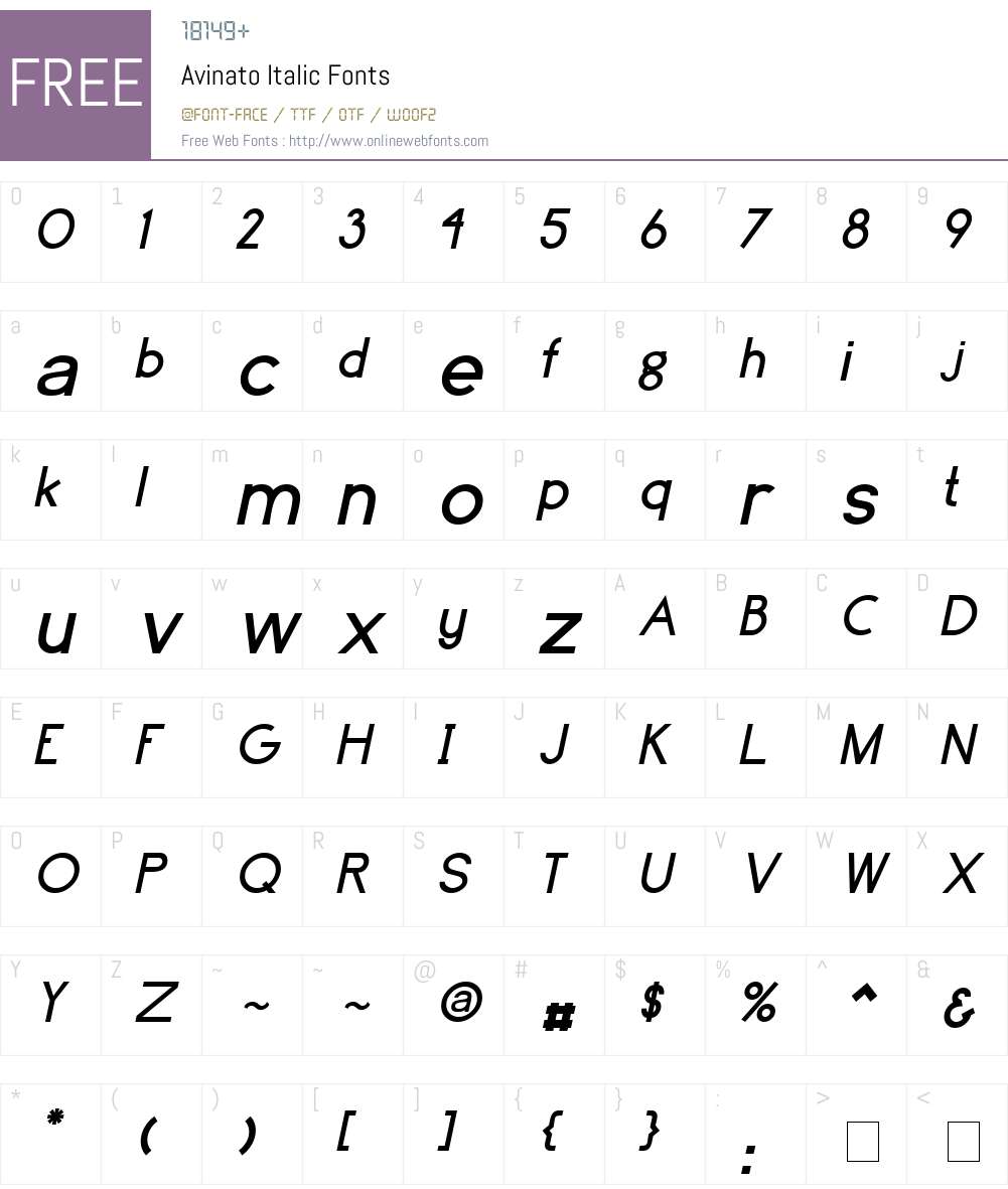 Avinato Font Screenshots