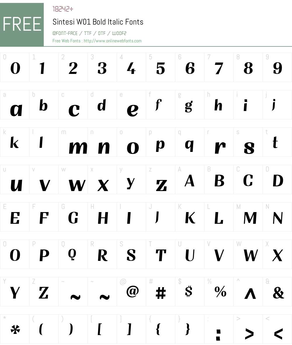 SintesiW01-BoldItalic Font Screenshots