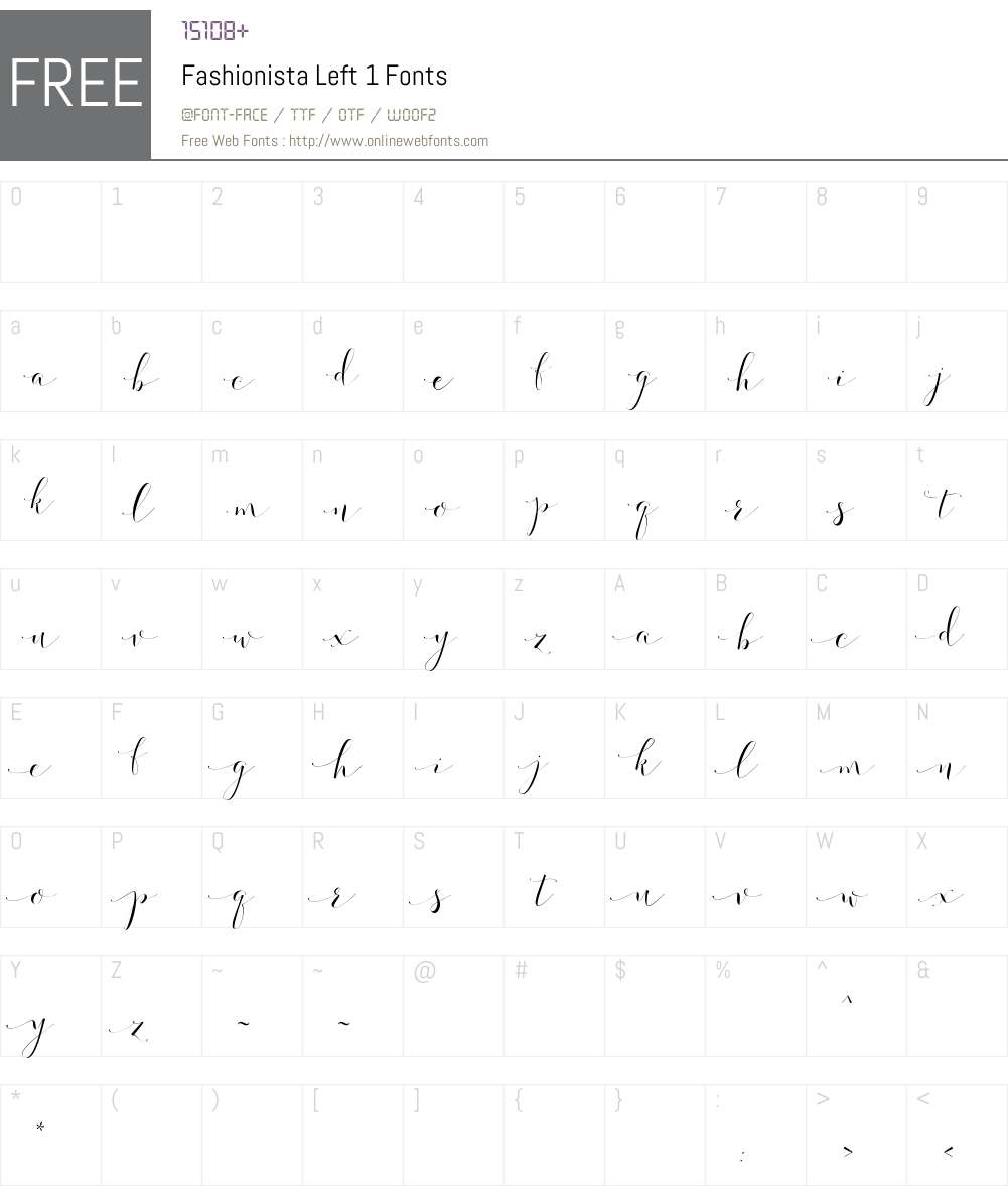 Fashionista Left 1 Font Screenshots