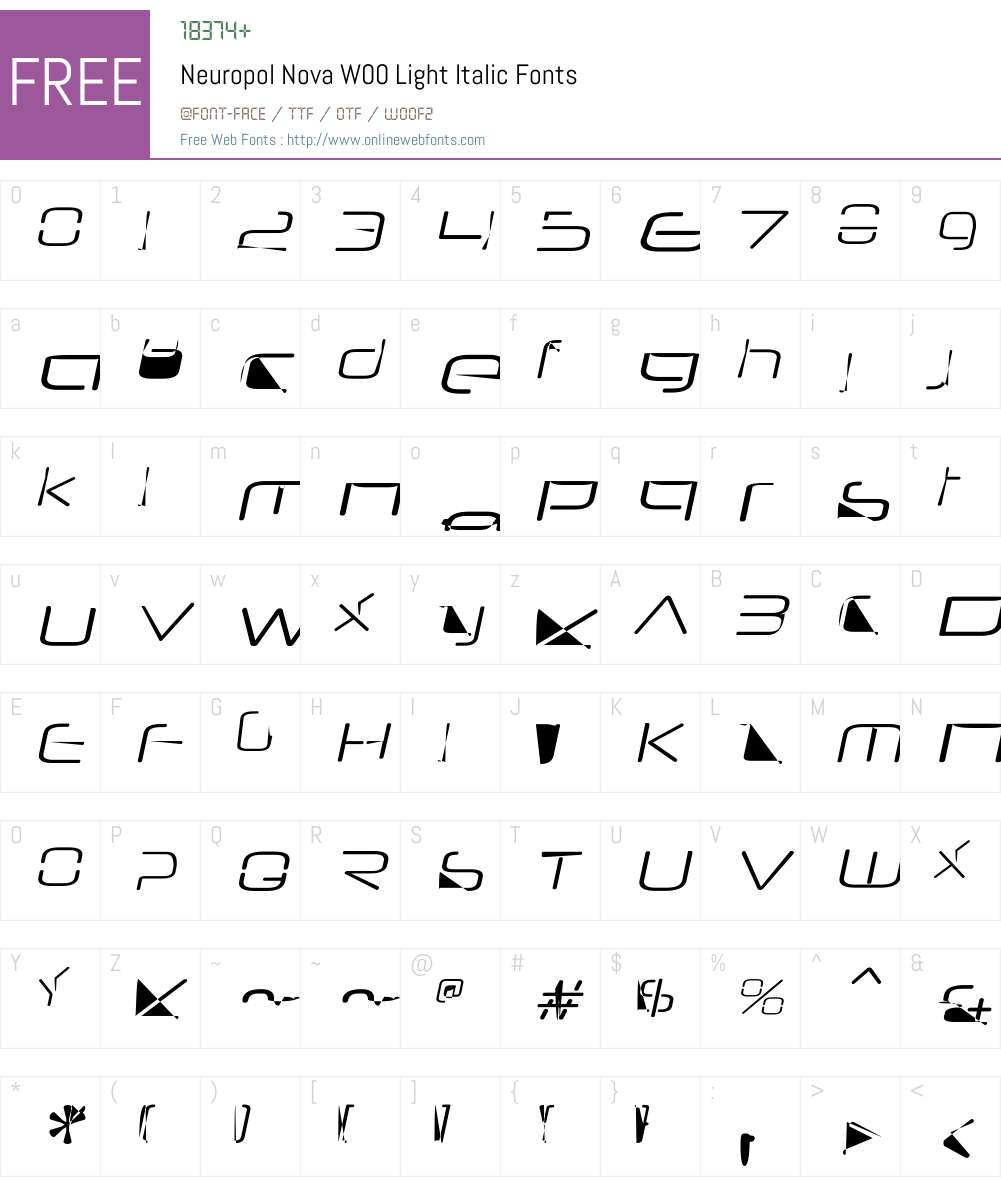 NeuropolNovaW00-LightItalic Font Screenshots