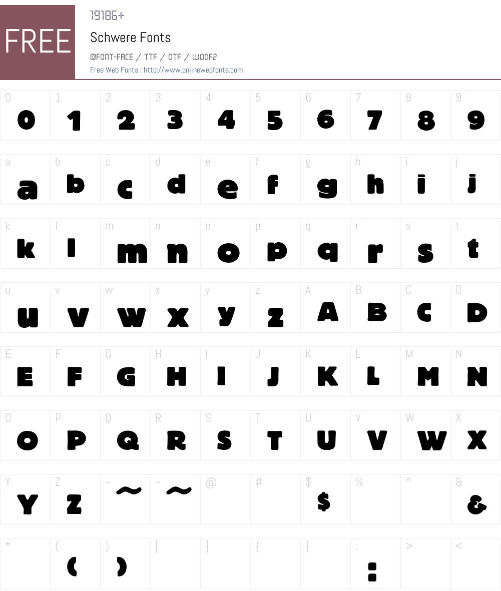 Schwere Font Screenshots