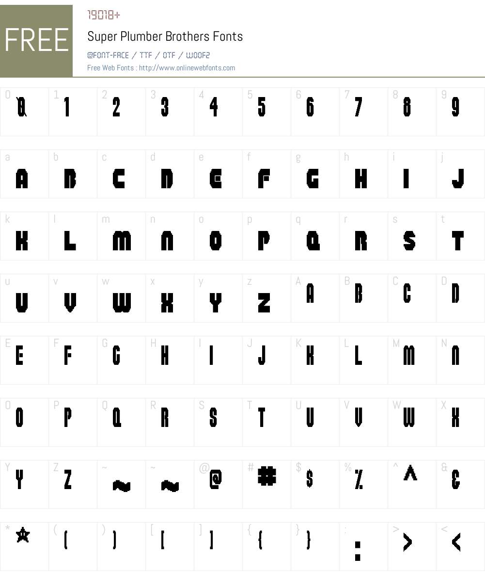 Super Plumber Brothers Font Screenshots