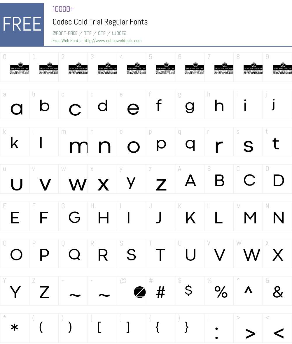 Codec Cold Trial Font Screenshots