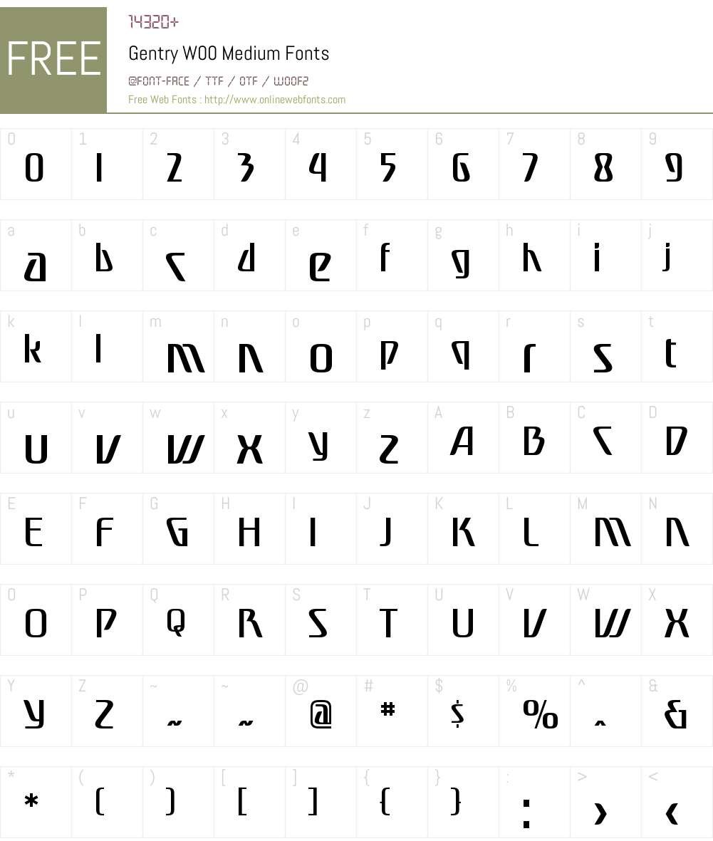 GentryW00-Medium Font Screenshots
