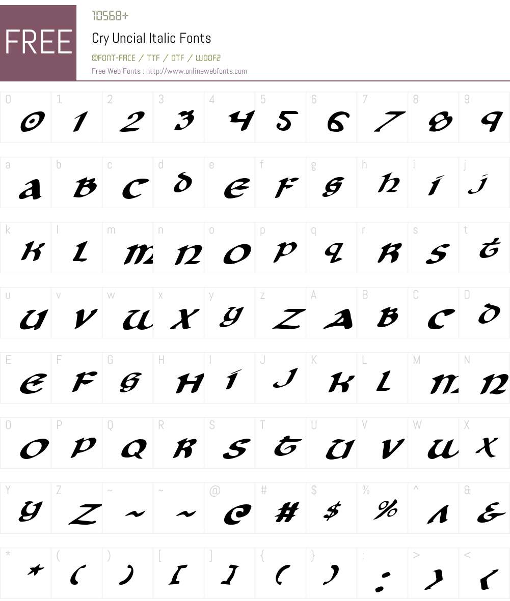 Cry Uncial Italic Font Screenshots