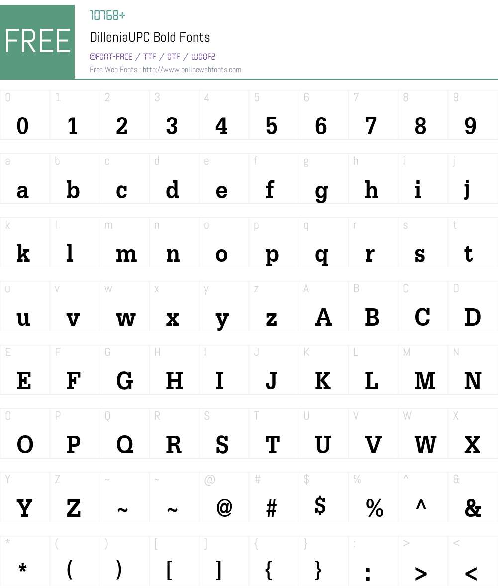 DilleniaUPC Font Screenshots