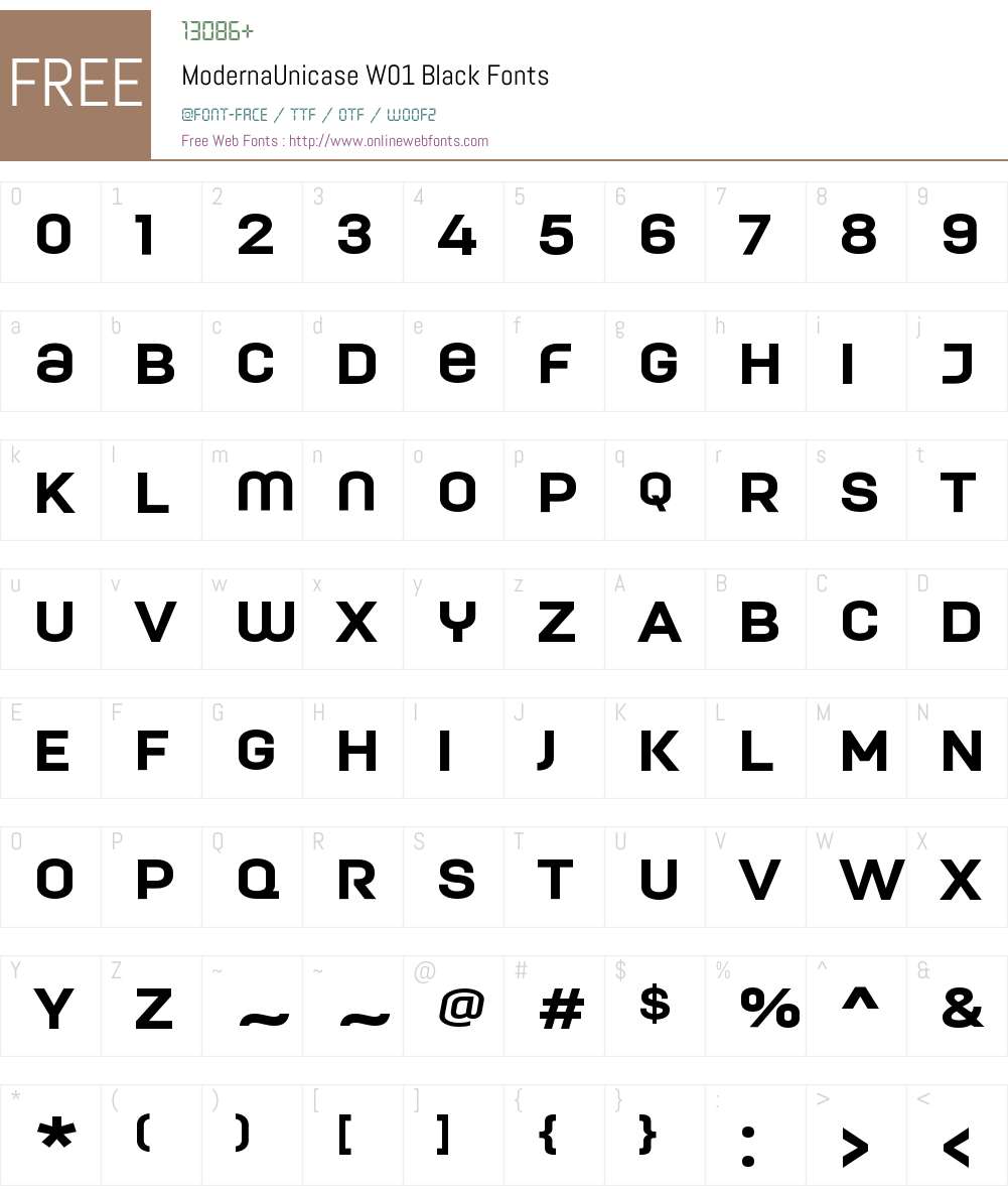 ModernaUnicaseW01-Black Font Screenshots