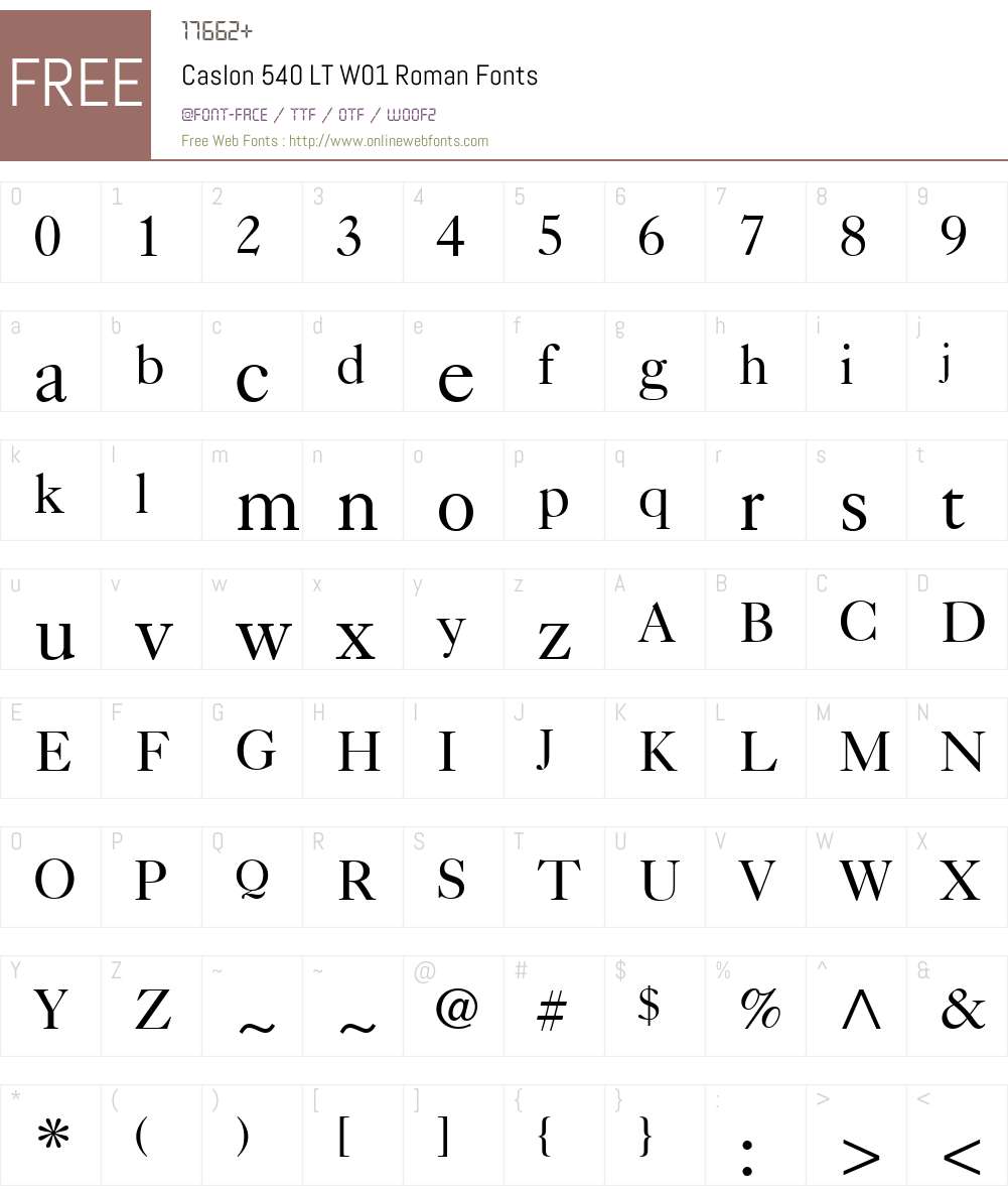 Caslon540LTW01-Roman Font Screenshots