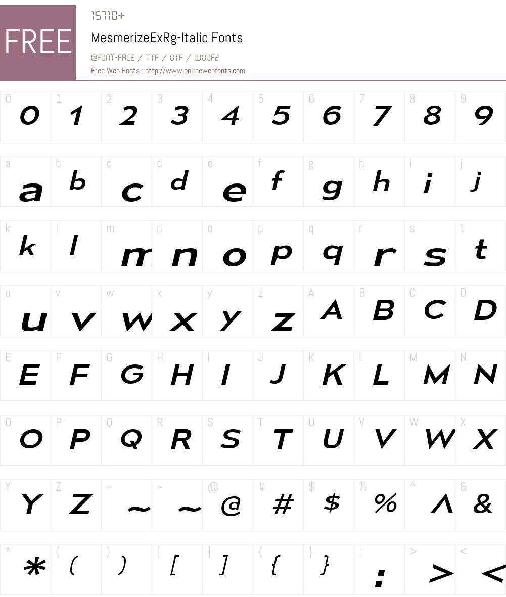 Mesmerize Font Screenshots