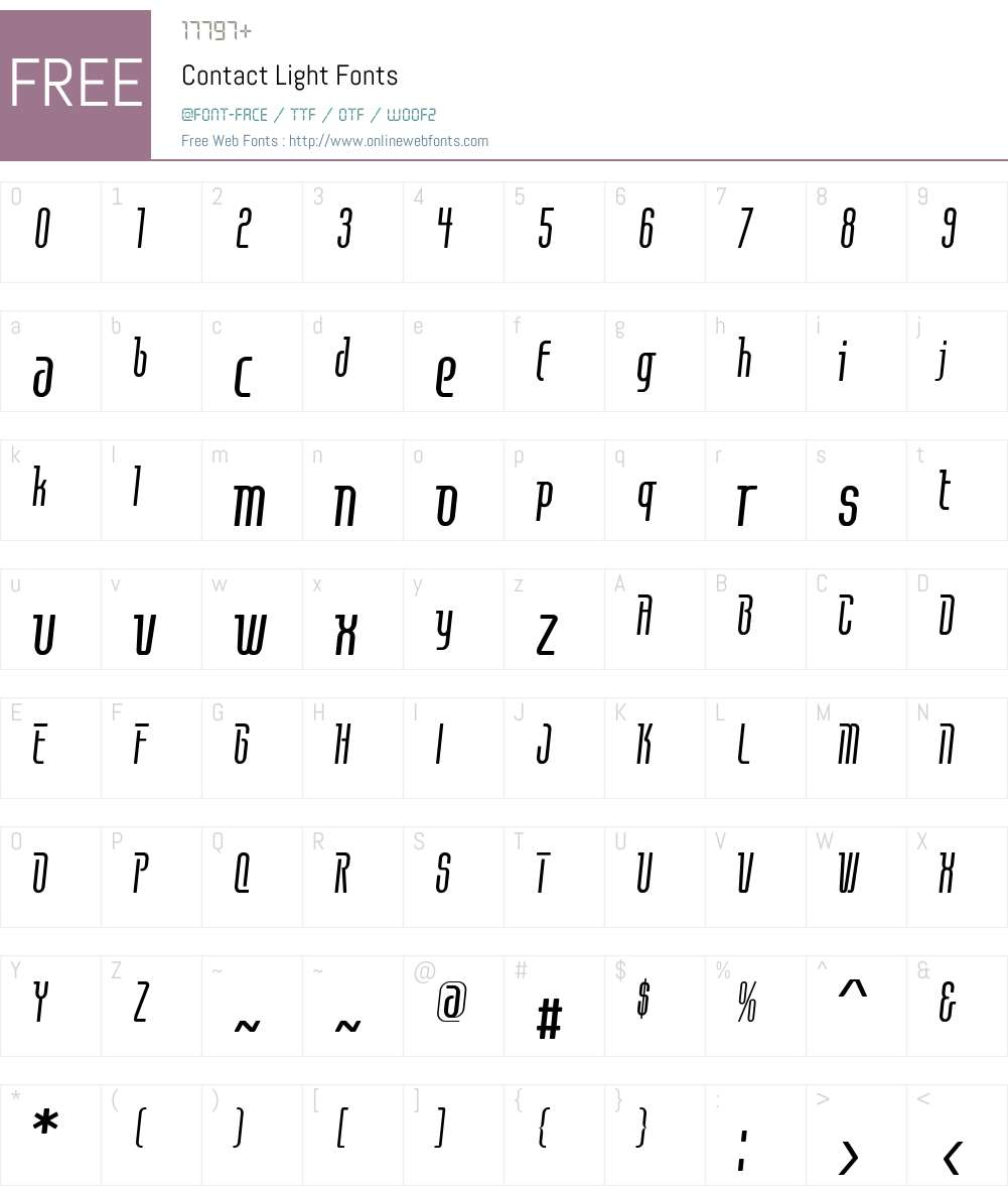 Contact Font Screenshots