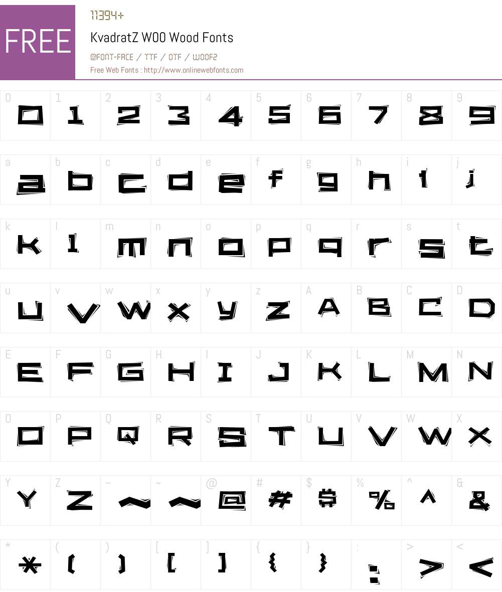 KvadratZW00-Wood Font Screenshots