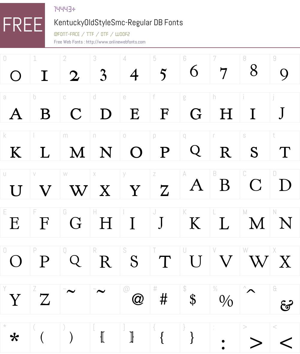 KentuckyOldStyleSmc DB Font Screenshots