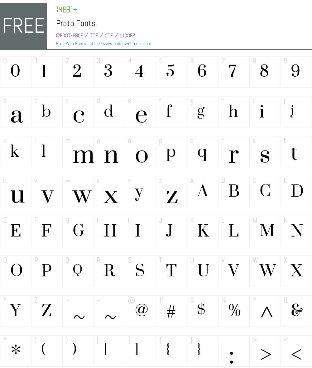 Prata Font Screenshots