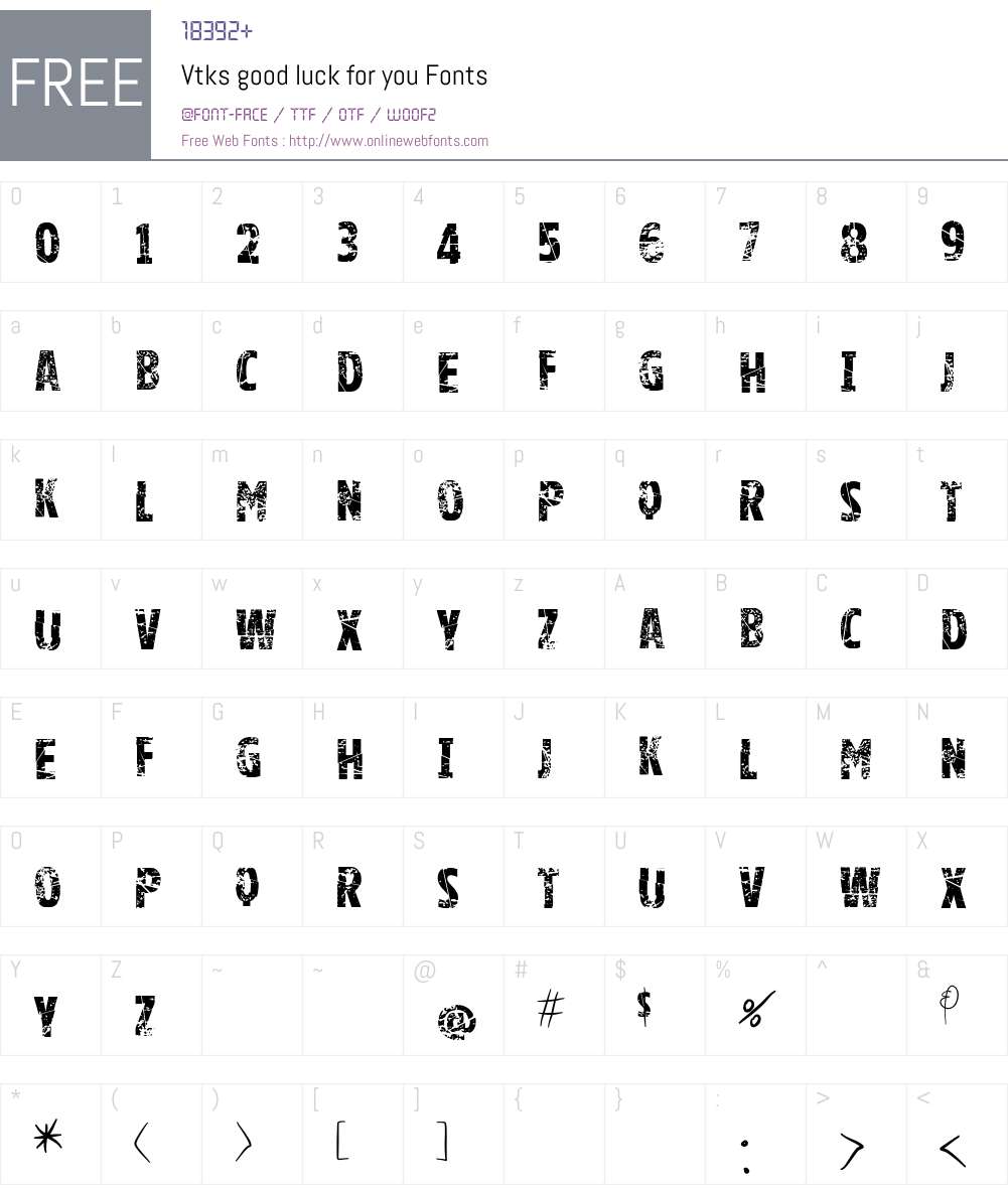 Vtks good luck for you Font Screenshots
