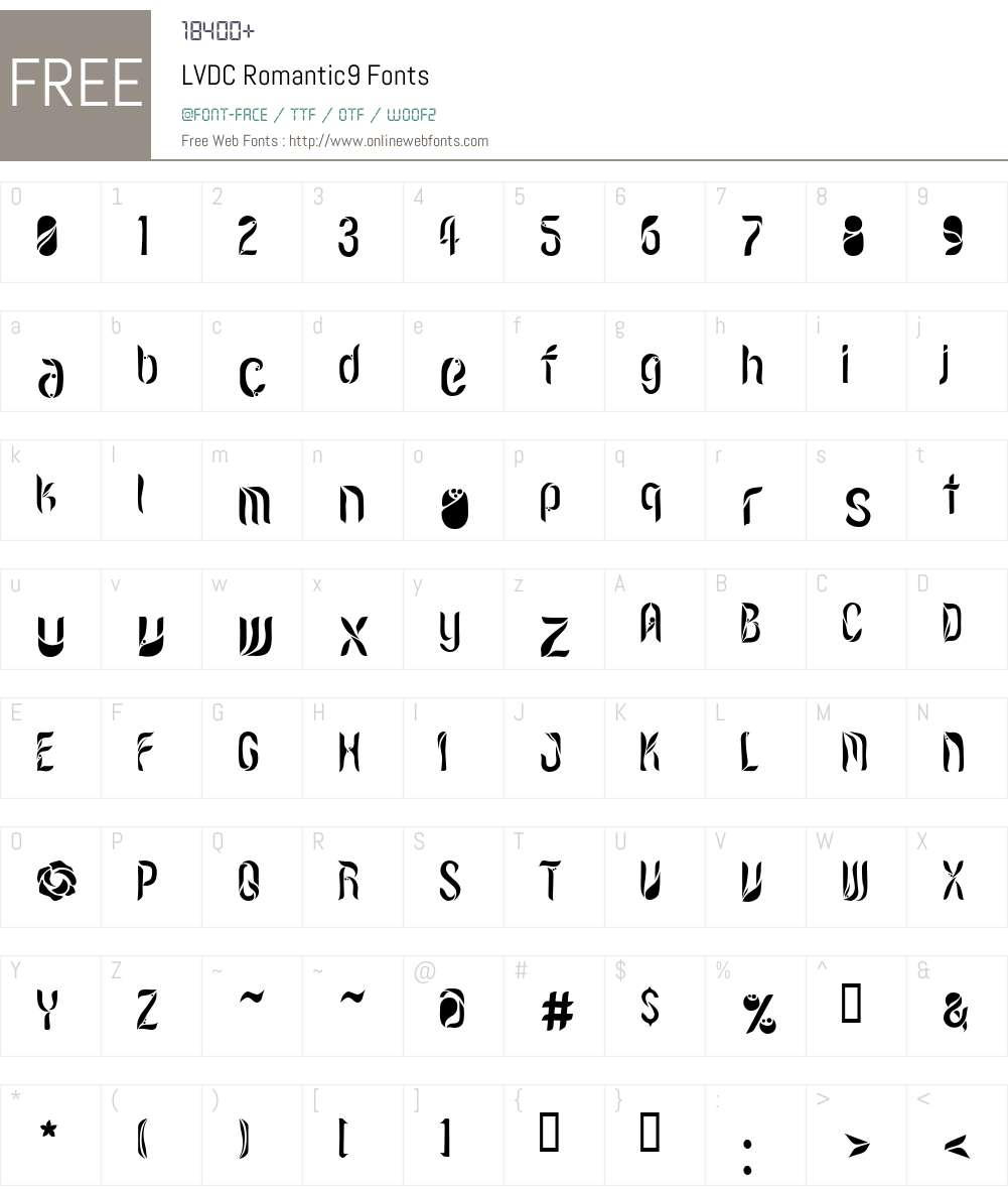 LVDC Romantic9 Font Screenshots