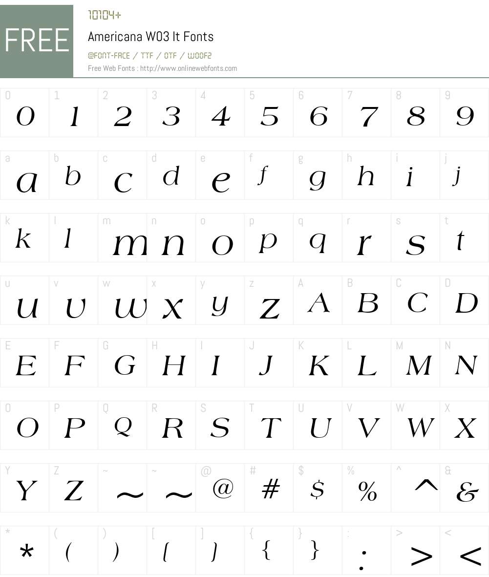 Americana Font Screenshots