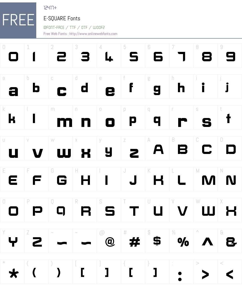 E-SQUARE Font Screenshots