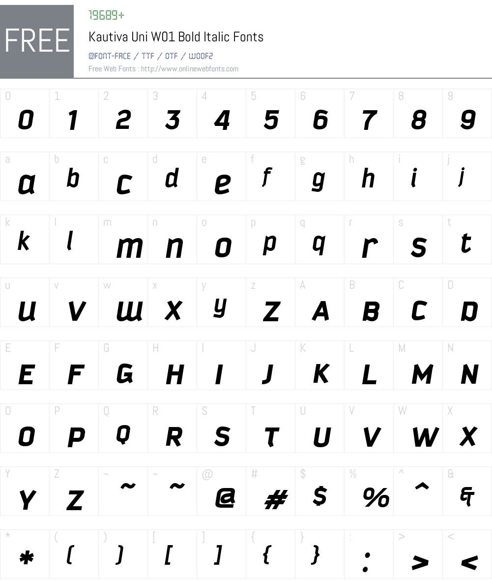 KautivaUniW01-BoldItalic Font Screenshots