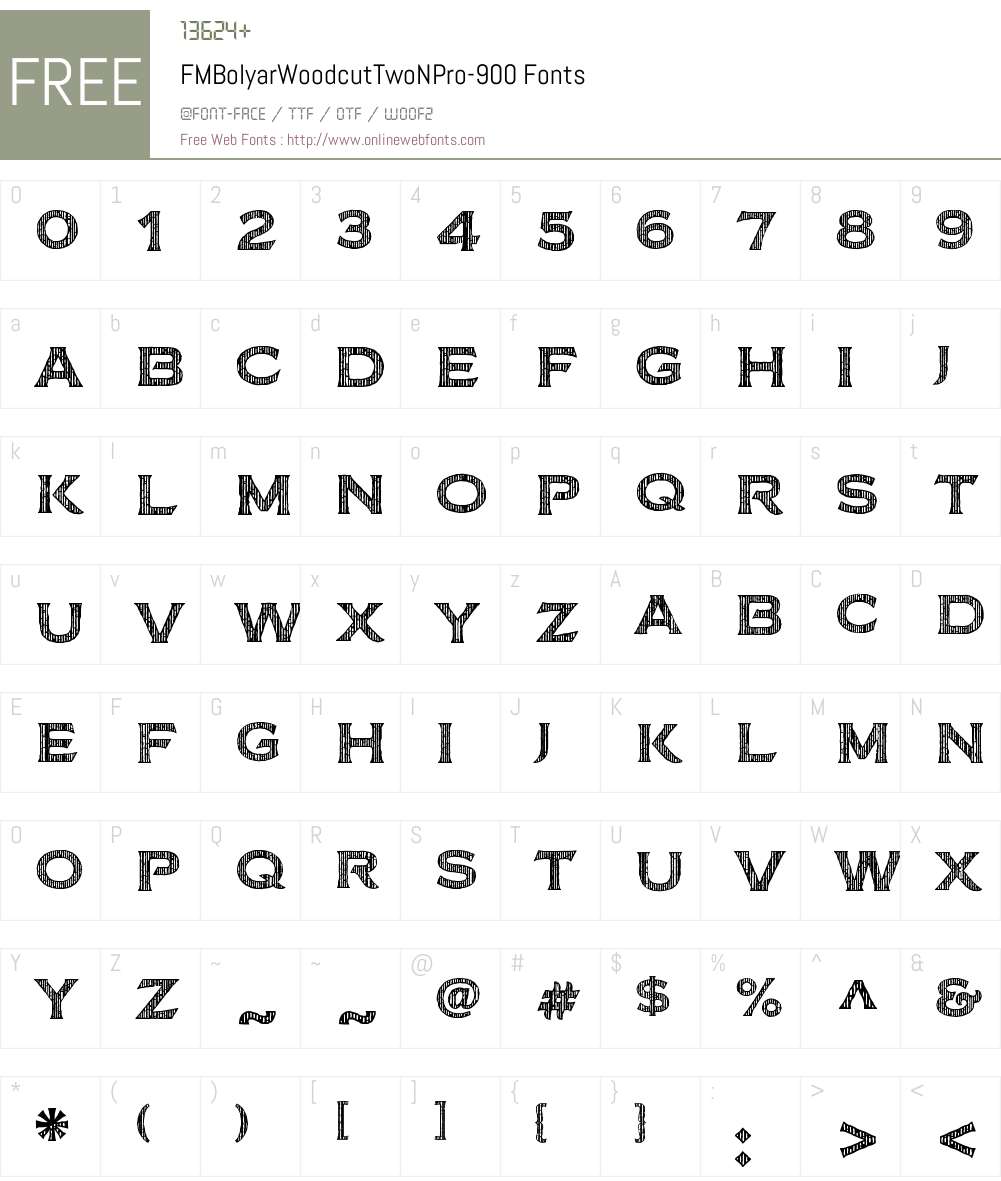 FMBolyarWoodcutTwoNPro-900 Font Screenshots