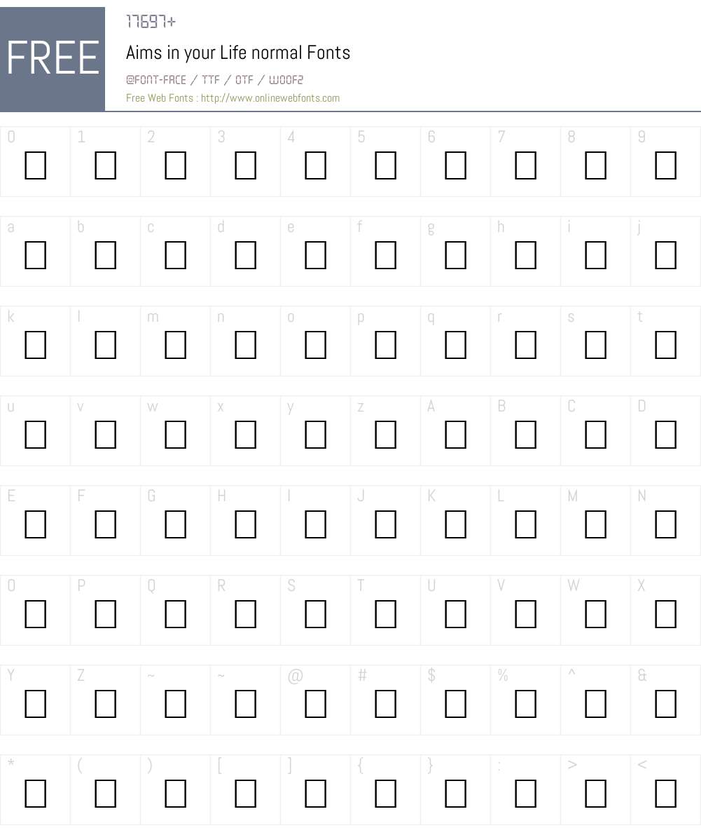 Aims in your Life normal Font Screenshots