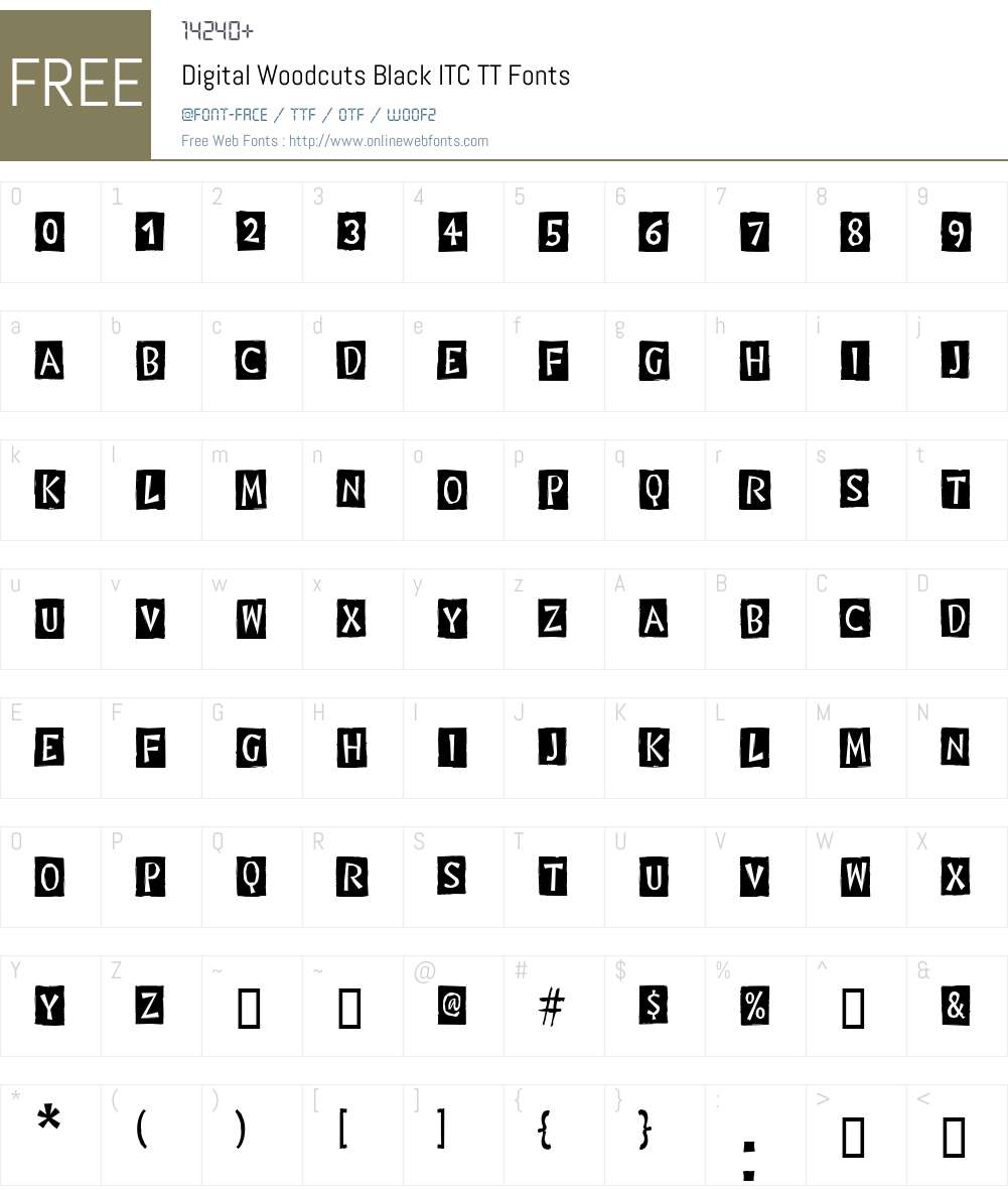 Digital Woodcuts Black ITC TT Font Screenshots