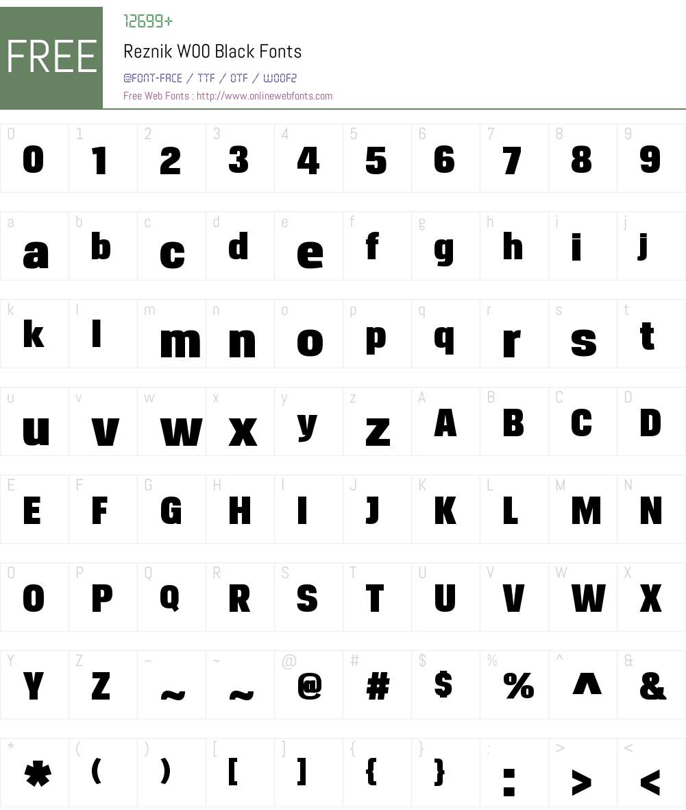 ReznikW00-Black Font Screenshots