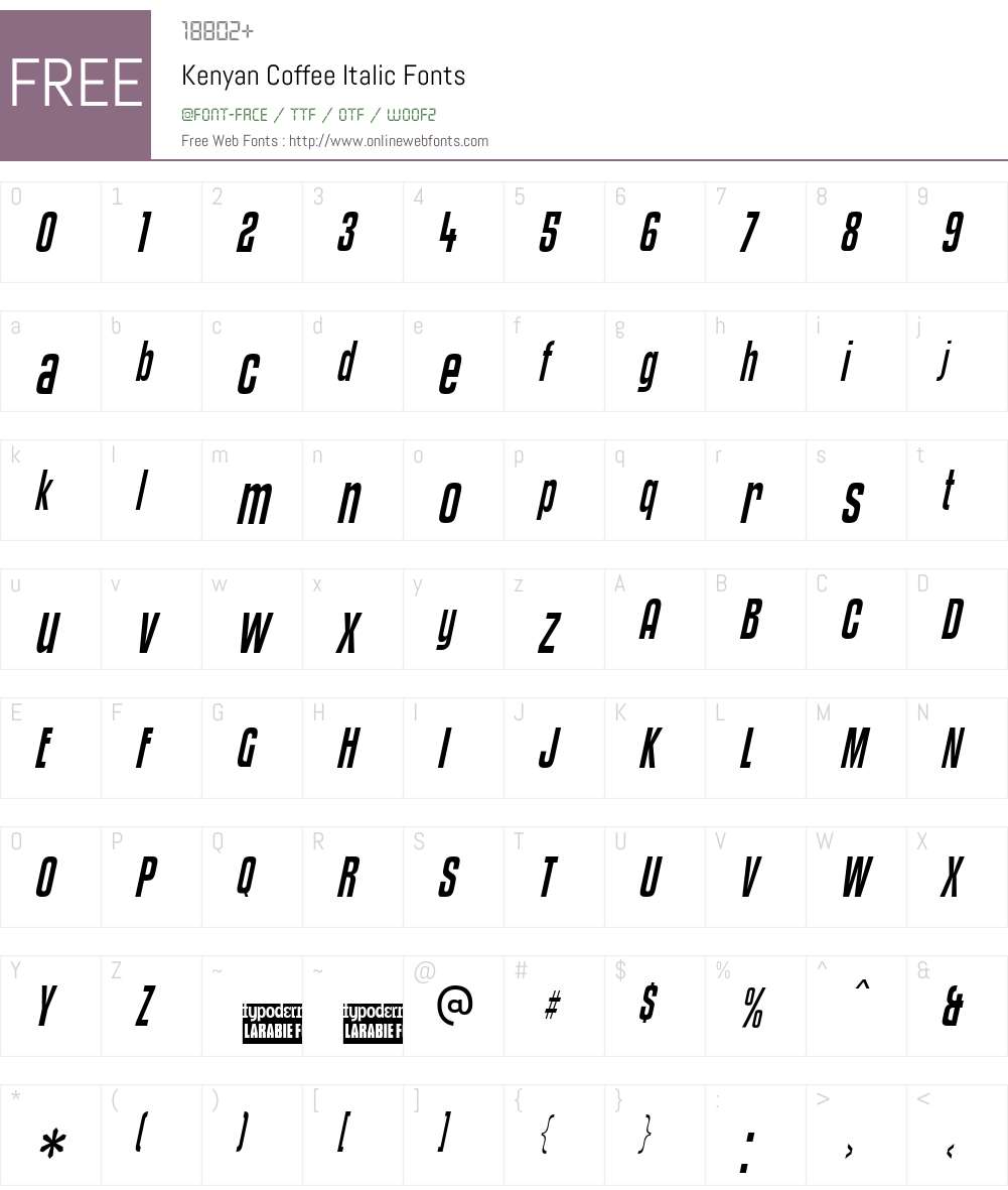 Kenyan Coffee Font Screenshots