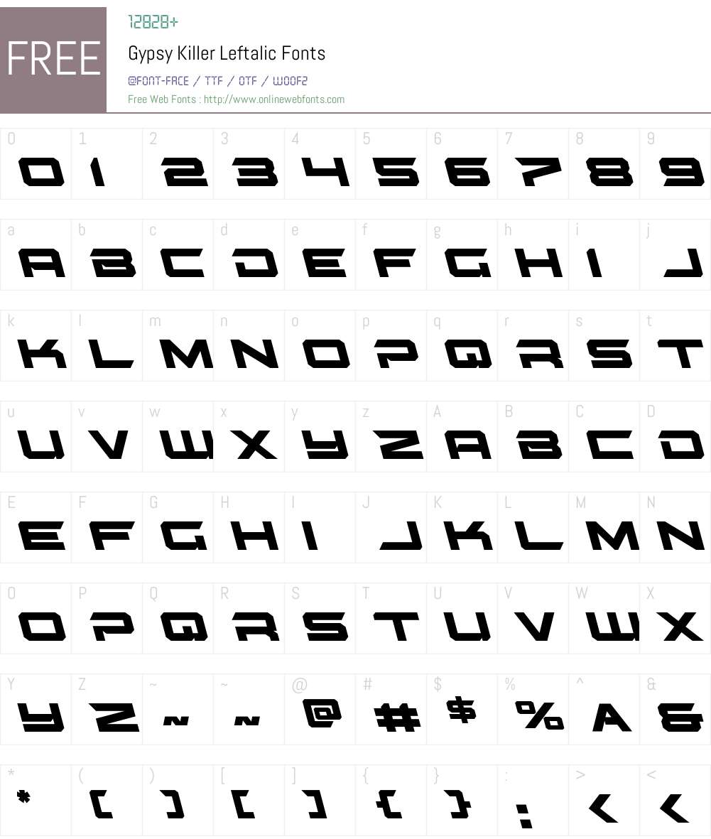Gypsy Killer Leftalic Font Screenshots