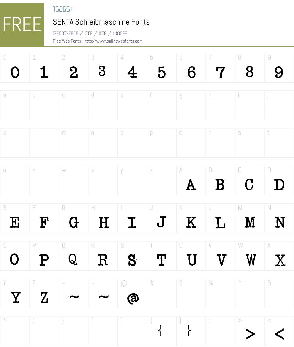 SENTA Schreibmaschine Font Screenshots