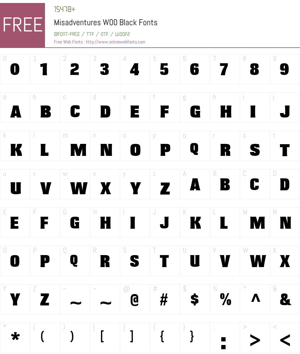 MisadventuresW00-Black Font Screenshots