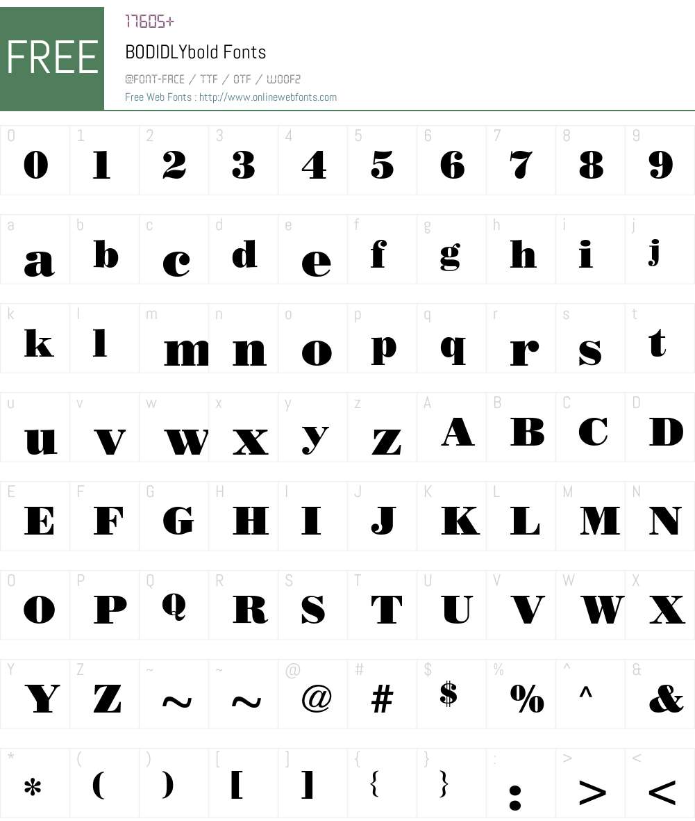 BODIDLYbold Font Screenshots