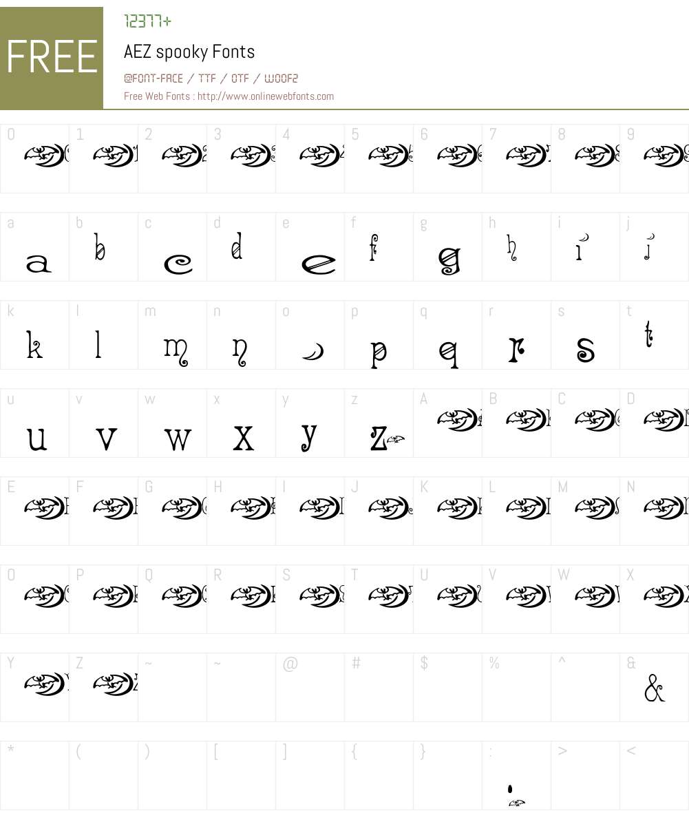 AEZ spooky Font Screenshots