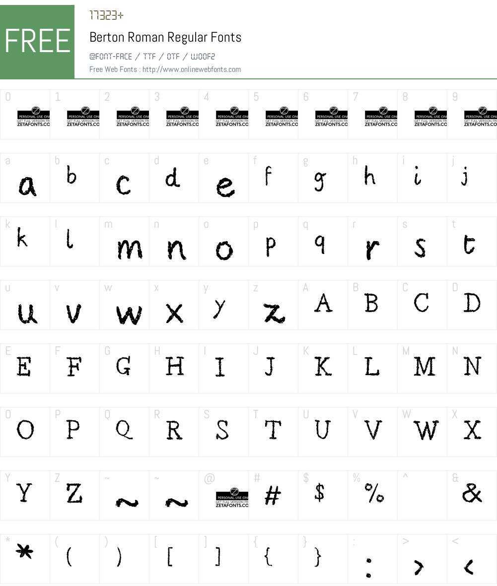 Berton Roman Font Screenshots