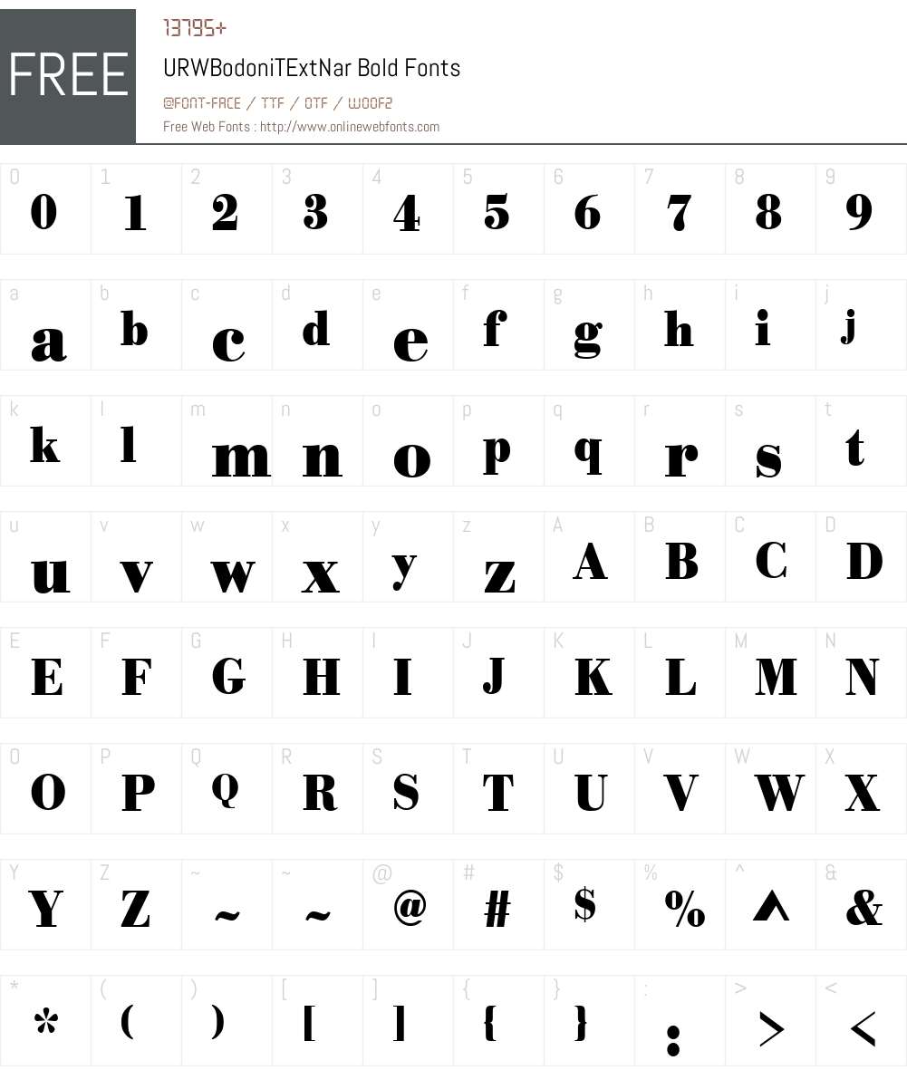 URWBodoniTExtNar Font Screenshots