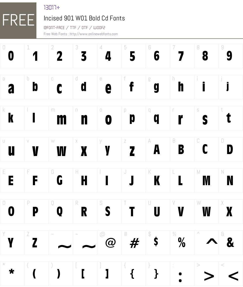 Incised901W01-BoldCd Font Screenshots