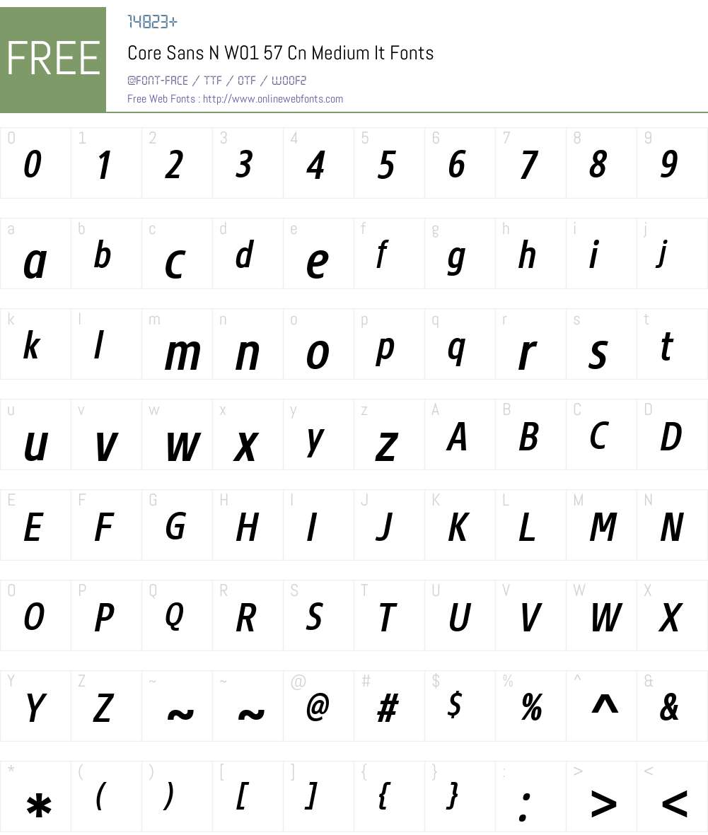 CoreSansNW01-57CnMediumIt Font Screenshots