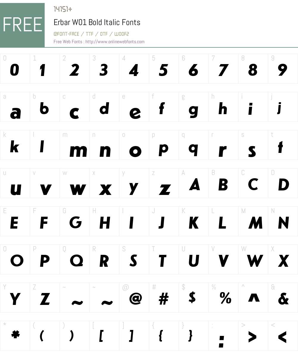 ErbarW01-BoldItalic Font Screenshots