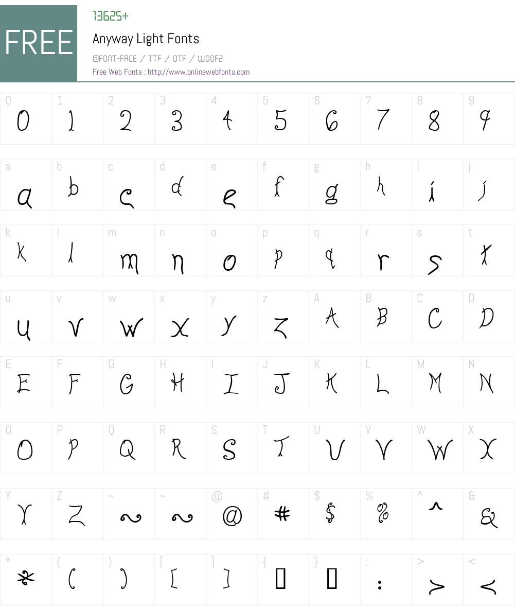 Anyway Light Font Screenshots