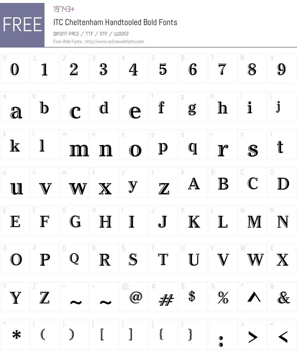 ITC Cheltenham Handtooled Font Screenshots