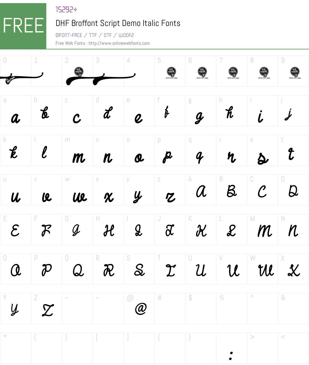 DHF Broffont Script Demo Font Screenshots