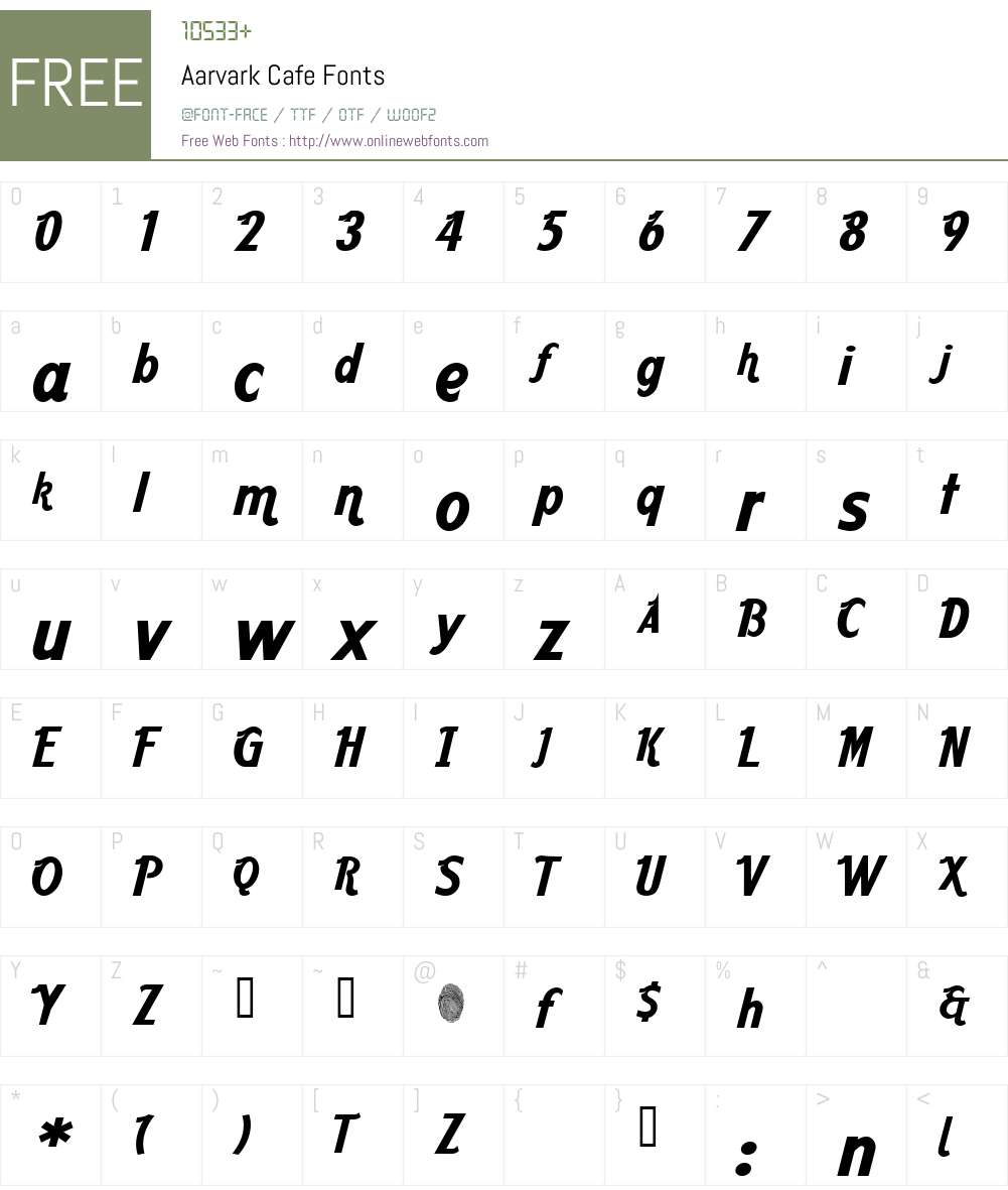 Aarvark Cafe Font Screenshots