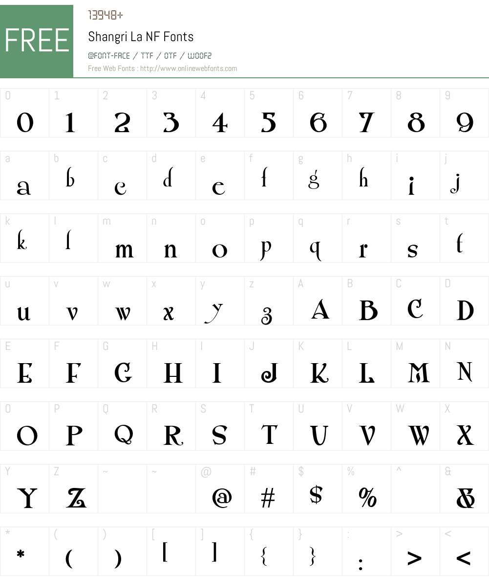 Shangri La NF Font Screenshots