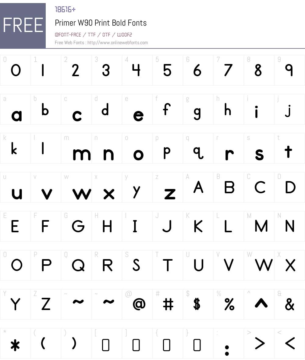 PrimerW90-PrintBold Font Screenshots