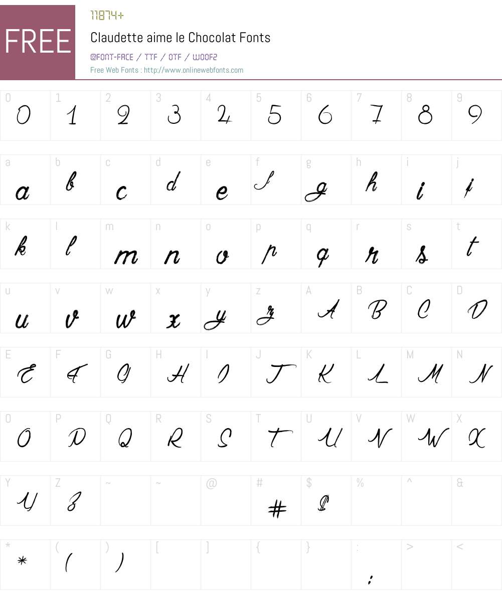 Claudette aime le Chocolat Font Screenshots