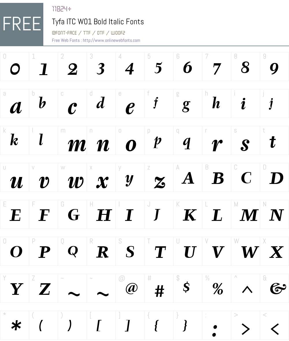 TyfaITCW01-BoldItalic Font Screenshots