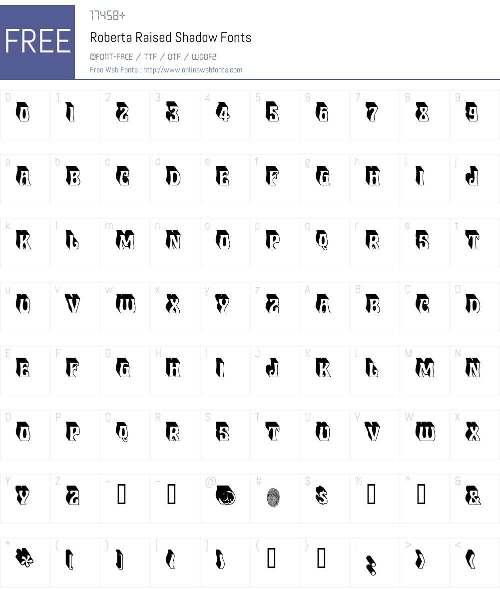 Roberta Raised Shadow Font Screenshots