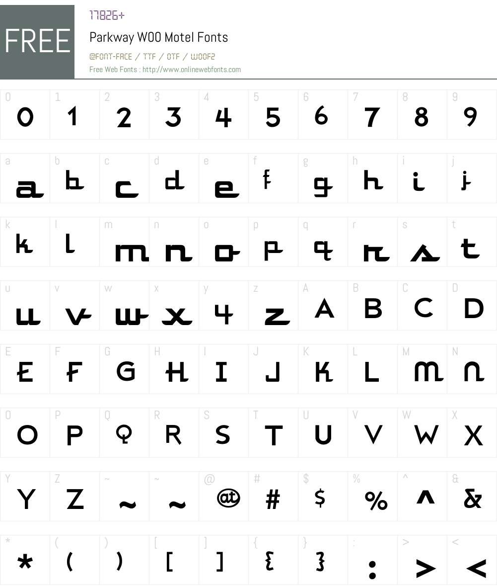 ParkwayW00-Motel Font Screenshots