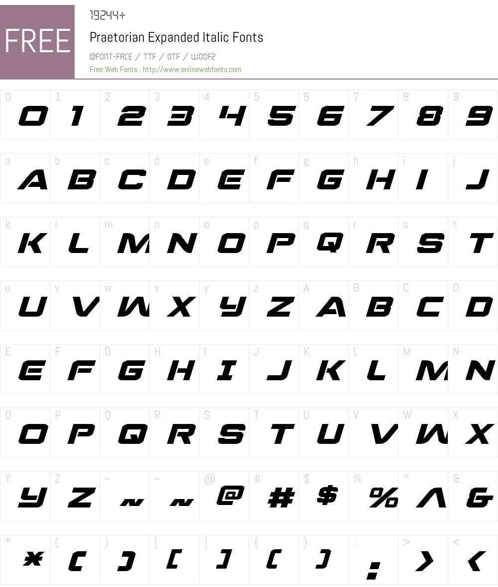 Praetorian Expanded Italic Font Screenshots